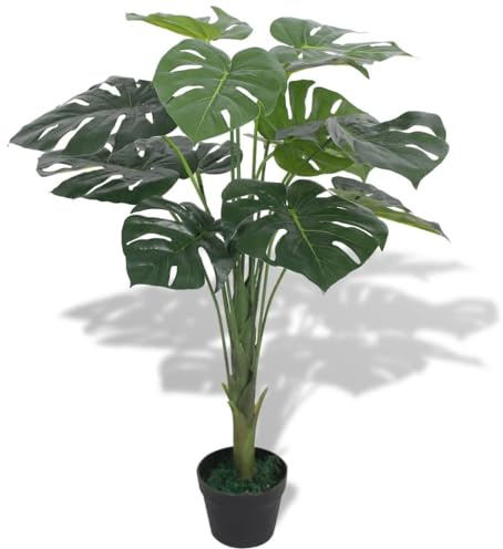 LoogCape Konstgjord monstera, fönsterblad med kruka, 70 cm, grön, verklighetstrogen botten för vardagsrum, kontor, balkong, trädgård, inomhus, utomhus, högkvalitativ plastväxt