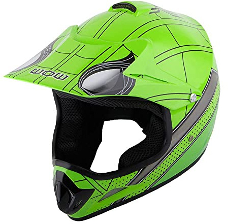 WOW Youth Kids Motocross BMX MX ATV Dirt Bike Helmet Spider Green