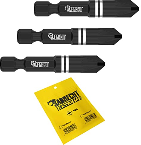 3 x SabreCut SCPZ450_3 50mm PZ4 Impact Screwdriver Driver Bits Set Single Ended Pozidriv POZI No.4 Heavy Duty