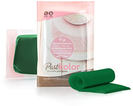 Past Kolor - Fondant Pasta de Azúcar - Fondant para Cubrir Tartas, Cupcakes, Galletas o Modelar - Ideal para Decoración de Pasteles - 250 G (VERDE ACEBO)
