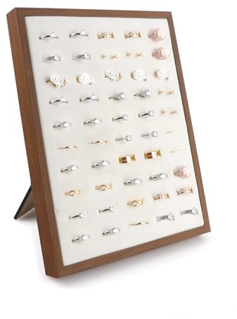 Homeanda Ring Display Stand - 50 Slots L-Shaped Velvet Jewelry Tray Ring Board Earrings Organizer for Vendors