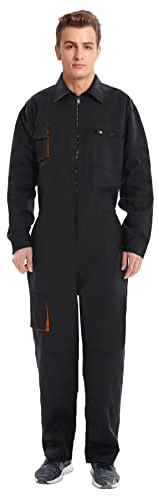 Oralidera Herren Arbeitsoverall Mechanisch Jumpsuit Overall mit vielen Taschen Maleroverall Arbeitskleidung für Handwerker, Schwarz, XXL