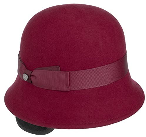 Lierys Voltera Damhatt med Öronklaffar by Damer - Made in Italy klockhatt damklocka läderband, grosgrain band Vinter höst-vinter - M (56-57 cm) bordeaux