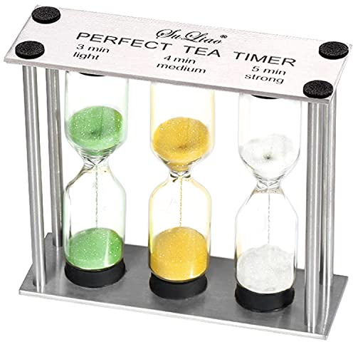 SuLiao Tea Multi-Timer Metal Sand Clock - Three-In-One Hourglass, Small Colorful Sand Watch, Green & Orange, Unquie Sandglass for Kids, Classroom, Home Decor