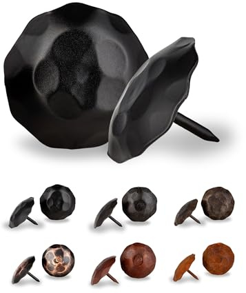 25 Pack 1.5 Large Round Head Clavos Decorative Nails – Black – Handmade Rustic Round Fasteners for Farmhouse Shutter, Faux Wood Beams, Barn Door, Shutters, and Gates – Ornamental Wood Accent