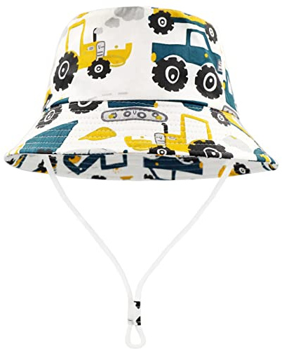 FenFang Chapeau de Soleil Enfant, Casquette de Plage Bebe Chapeau de Pêcheur Garçon Fille, Chapeau Bob Bord Large UV Protection, Chapeaux de Seau Dinosaure Été 1 2 3 4-8 Ans (Blanc, 4-8 Ans)