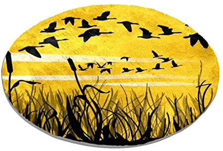 Tappeto rotondo con canne e oche per camera da letto, tappeto Shaggy morbido e lavabile