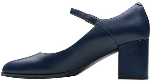 Clarks Damen Freva55 Strap Pumpe, Navy Leather, 41 EU