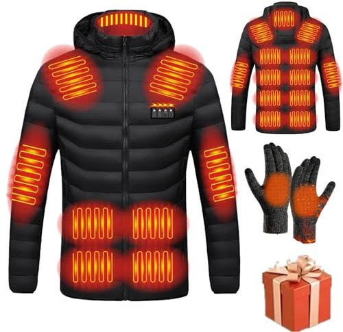 Susenstone Veste Chauffante USB, Doudoune Manteau Chauffant Électrique Hommes Femmes Lavable avec 3 Niveaux de Chauffage et 15 Zones Chauffage pour Ski Pêche Randonnée Plein Air Pas Cher Blouson