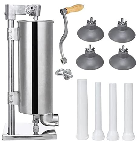 4L Poussoir à Saucisses, Machine à Saucisse, Remplissage de Saucisse en Acier Inoxydable avec 4 Tubes de Différentes Diamettres,Idéal pour Maison ou Restaurant (4L)