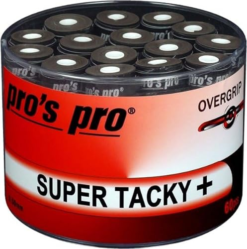 Generisch Pro's Pro 60 STK. Super Tacky Plus Overgrip - für Tennis, Badminton, Padel, Squash (Schwarz)
