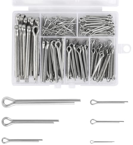230 Stück Splinte Sortiment Edelstahl Splinte Set mit Sortimentskasten Sicherungssplinte Set in 6 Verschiedenen Größen M1 M2 M2.5 M3 M4 M5 Sortimentskit für Splinte für Autos Wohnmobile Gartengeräte