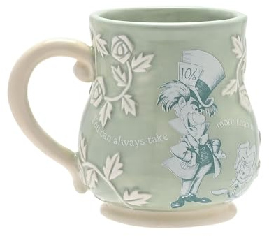 Disney - Alice im Wunderland - Tazza in ceramica verde con goffratura - Cappellaio pazzo - You Can Always Take More Than Nothing, decorazioni e casalinghi per cucina, feste in giardino, servire e
