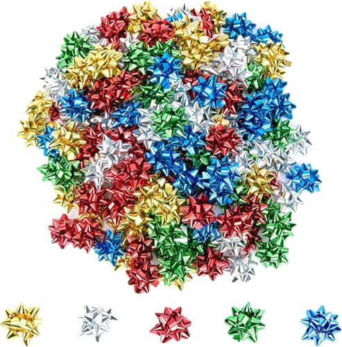 100Pezzi Fiocchi Regalo Adesivi - 2.5CM Coccarde per Pacchi Regalo - Fiocchi autoadesivi di Natale per regali