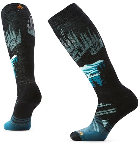 Smartwool, Women's, Ski Full Cushion Alpine Auroras Over The Calf Socks, Black, Medium