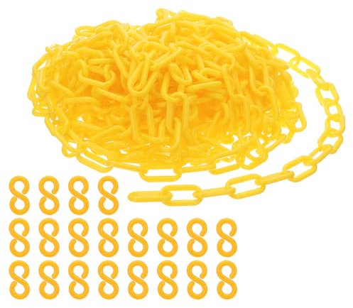 PATIKIL Plastic Chain Links, 45 Feet Safety Chains, Yellow Plastic Chains Large Plastic Chain Long for Barriers, Crowd Control, Queue Lines, Parking, Fences, Gate, Concerts