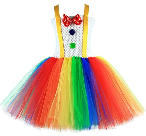pvucpot Vestito da Circo per Ragazze Arcobaleno Costume da Spettacolo per Feste di Carnevale per Bambini Vestito da Principessa per tutù per Ragazze Quotidiano Performance Danza Carnevale