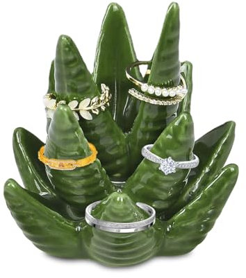 FOGARI Aloe Ringhalter Kaktus Schmuckständer, Geschenke für Frauen Geburtstag,Keramik Schmuckschale für Ringe, Ohrringe, Armbänder,Einzigartige Schmuckhalter Geschenk für Mama, Freundin, Mädchen
