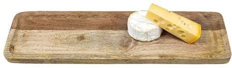 XXL Mango Servierplatte lebensmittelecht - 61 x 17 cm - Deko Kerzenbrett rechteckig natur - Servierbrett Serviertablett Käseplatte Wurstplatte Kerzentablett Dekotablett Tischdeko wiederverwendbar