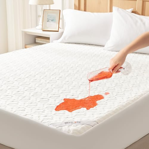BEDLORE Protector Colchón 180x200 Impermeable Fibra Bambú(Blanco)