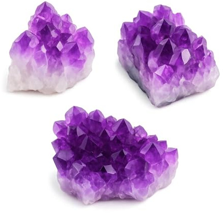 3PCS Amethyste Pierre Naturelle, 40-60g Cristaux et Pierres Précieuses, Druse d’améthyst, Géode Améthyste, Décoration En Cristal Pour Maison Et Bureau, Idéale Pour Méditation Et énergies Positives