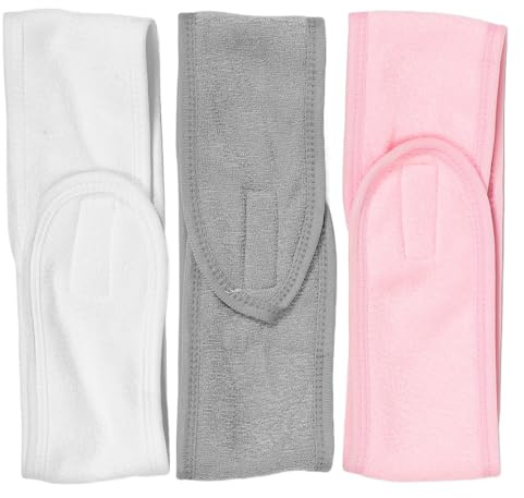 DIYEAH Lot de 3 Bandeaux de Spa Double Couche Ajustables Visage Maquillage, Tissu Doux Respirant, Bandeaux Réutilisables pour Laver le Visage, Sport, Yoga et Soins Post-partum