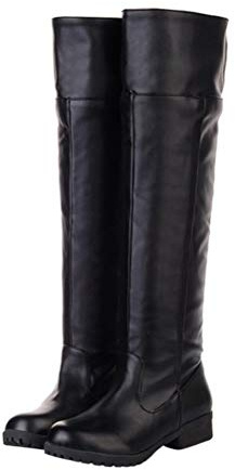 ACE SHOCK Men's Cosplay Boots Knee High Equestrian Riding Tall Boots Costume Shoes (11, Black)