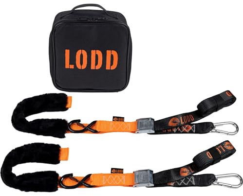 LODD - Sangles Moto Boucles avec Protection en Fourrure Synthétique - Sangles d'Arrimage Résistantes 1500kg - 38mm de Large - Valise Transport Incluse (Boucle/Mousqueton)