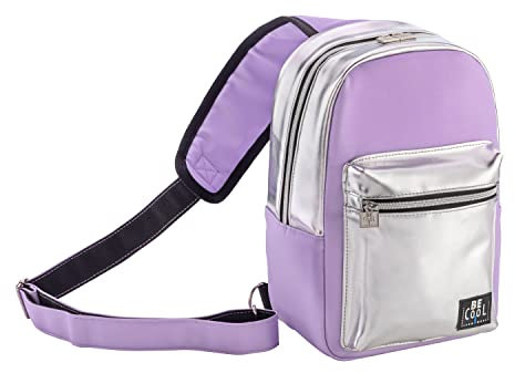 Fun Shoulder-Bag Lunchtasche kleine Kühltasche für Kosmetik, Medizin, Reisen, Ausflüge in Lavendel - Silber, 19 x 10 x 30cmH, 5,7 L Volumen
