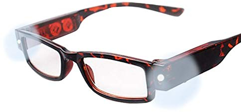 Milya Unisex Lesebrille Presbyopie Brille Sehhilfe Lesehilfe mit Licht Schwarz (3,5, Schwarz+Rot)