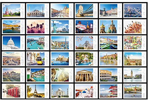 36 pz 1 Set Mondiale Famosa Città Mondiale Punto di Interesse Edificio Viaggi Paesaggio Cartolina d'auguri Cartoline Regalo Vuoto Cartoline