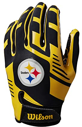 Wilson Unisex-Youth NFL Team Super Grip Gloves, Pittsburgh Steelers
