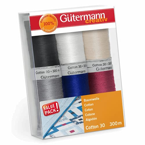 Gütermann creativ Set hilo de coser con 6 bobinas Cotton 30 300 m en colores diferentes