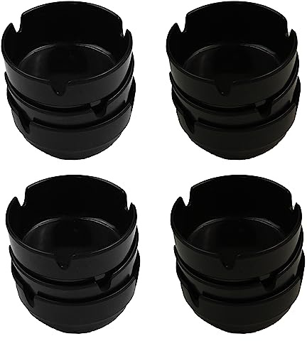 12 posacenere in melamina, colore nero, Ø 8 cm