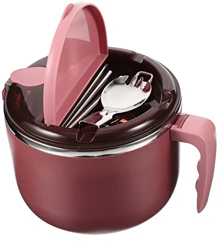 COLLBATH 1 Jeu Bol De Nouilles Instantanées Bol De Service Alimentaire Pot De Nouilles Chauffage Bol De Nouilles Avec Couvercle Bol De Bouillie À Lunch Pp Rond Étudiant Tasse à Soupe