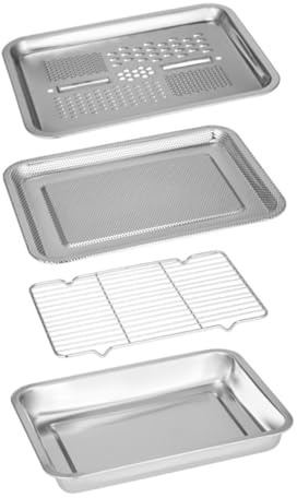 Kitchen Chopping Plate Set 4 Pcs Stainless Steel Grating Tray