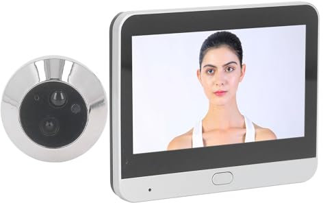 Caméra Judas de Porte WiFi, Caméra de Sonnette à Réduction de Bruit D'interphone Bidirectionnel de 4,3 Pouces, Visionneuse Vidéo de Vision Nocturne HD 1080P avec Détection de