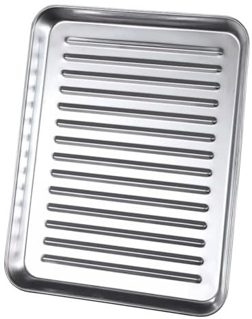whalebee Teglia da Forno Teglia per Grasso Vassoio in Acciaio Inox L 24 27 32 41cm A 2,5cm Teglia da Rettangolare per Cuocere, Cucinare, Servire - Facile da Pulire Vassoio da Antiaderente(24x18cm)