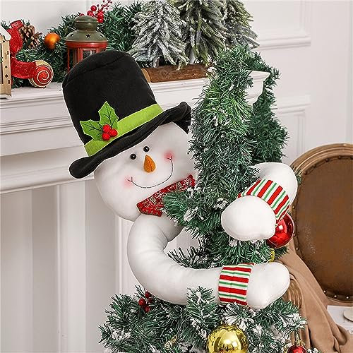 Christmas Tree Topper Snowman Santa Claus Hugger Tree Topper Ornament for Christmas Winter Holiday Home Decorations (Snowman, 96cm*60cm)