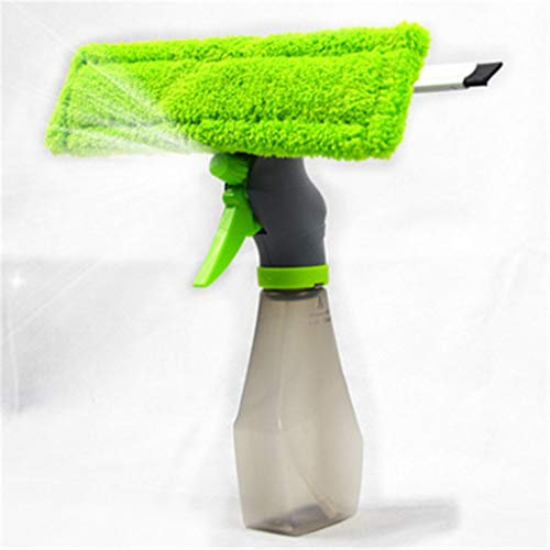 Feizikaw Shower Scrubber For Cleaning Cleaner Window 3 Squeegee Kit Pad 1 Wiper Microfibre Spray in Cloth Bottle Cleaning Supplies (Green, One Size)