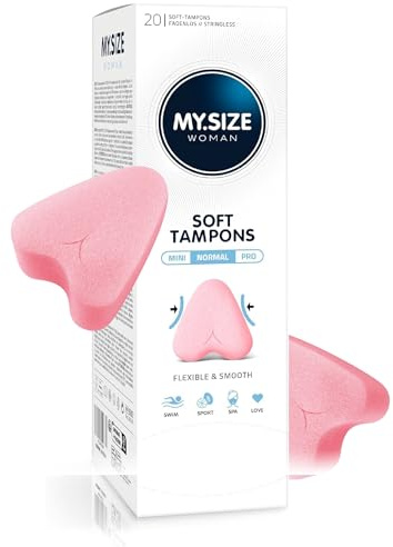 MY.SIZE Woman Soft Tampons NORMAL, 20 pièces, tampons sans ficelle pour le sport, l’amour et le spa