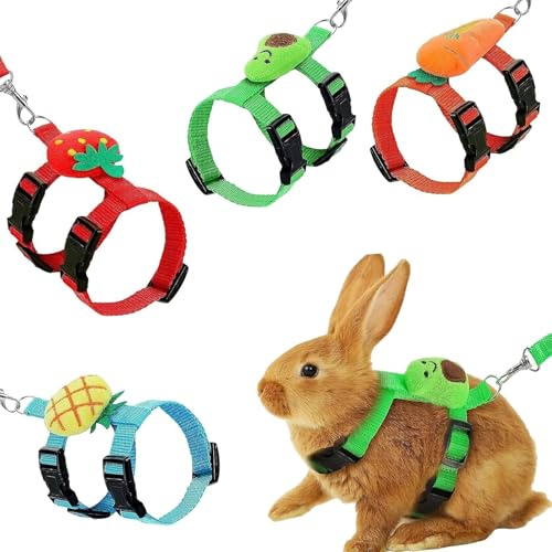 Guyode 4 Pièce Laisse Lapin Laisse pour Chat Harnais Chiot Respirant Reglable Harnais Anti Traction pour Chien Chien Accessoires Accessoires Chat Colliers Laisses Chiens Attache Dessus