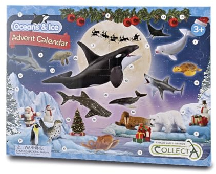 Collecta - Calendario de adviento - 24 Mini Figuras del Océano - Incluye 6 Cartas AR - +3 (Deqube 90184303)