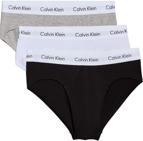 Calvin Klein Uomo Slip Hipster Confezione da 3 Intimo, Multicolore (Black/White/Grey Heather), S