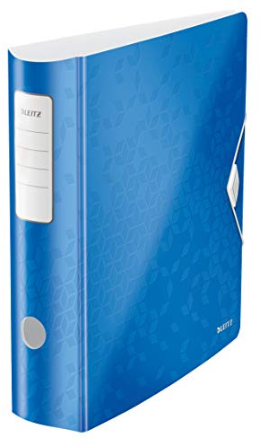 Leitz Qualitäts-Ordner 180° Active WOW, A4, Breit, Abgerundeter Rücken, 8,2 cm breit, Gummibandverschluss, Leichtes Polyfoam, Plastik-Ordner, WOW Serie, Blau, 11060036