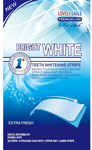 Lovely Smile Premium Line Teeth Whitening Strips - Enamel Safe - White Teeth in 1 Hour - No Slip and No Sensitivity - Dental Whitener Kit by Ray of Smile (28 Strips/Mint)