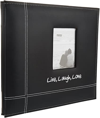 Pioneer 12-by-12-Inch Embroidered Black Leatherette Scrapbook