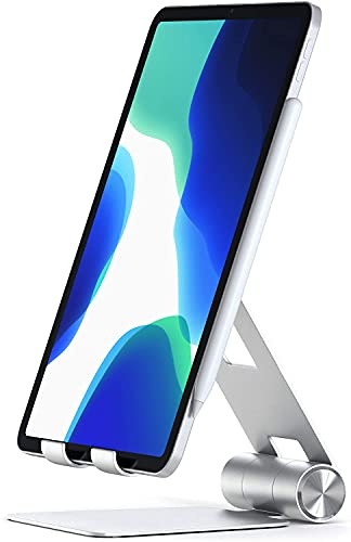 Satechi R1 Multi-Angle Foldable Tablet Stand, Adjustable & Anti-Slip Phone Holder, Compatible with iPad Air & Pro M5 M4 M3, iPad Mini, iPhone 17/16/15 and More – Silver