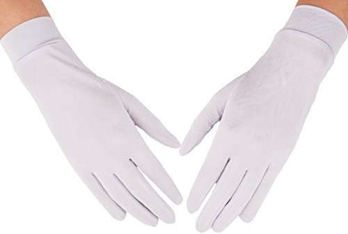 MAYMII Women's 100% Pure Mulberry Silk Gloves Liner Glove Inner Ski Bike Cycle Gloves – for Driving, Fashion, Sun and Cold Protection (White)