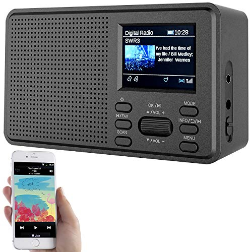 VR-Radio Mobiles Radio: Mobiles Digitalradio mit DAB+ und UKW, LCD-Farbdisplay, Wecker, 8 Watt (DAB Radio Farbdisplay, Radiowecker Batterie, batteriebetrieben)